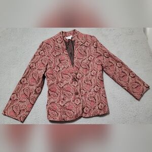 Dressbarn Red, Pink & Brown Paisley Jacket Small